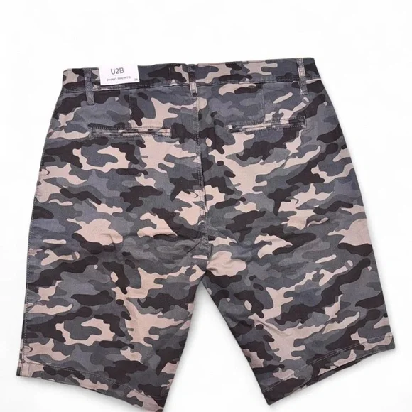 U2B Men's Cargo Shorts - Black and Gray Camo - Picture 3 of 4
